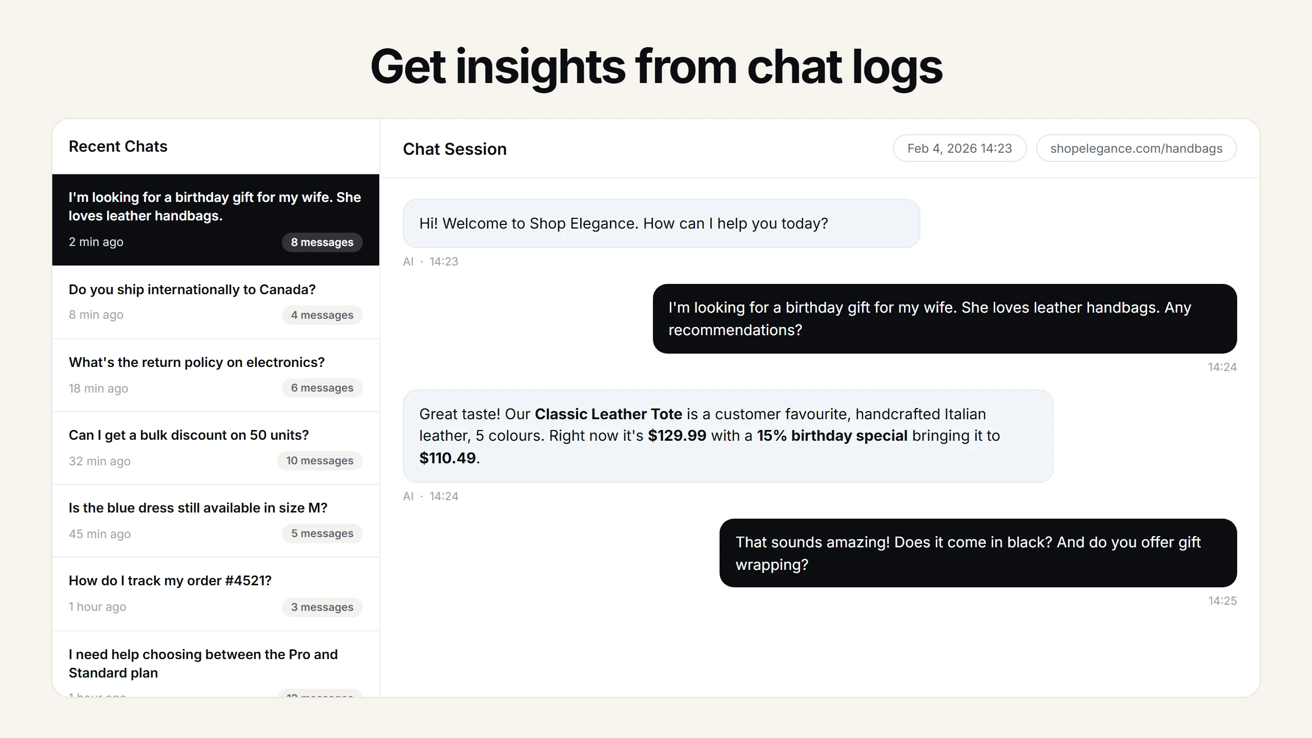 Get insights from chat logs