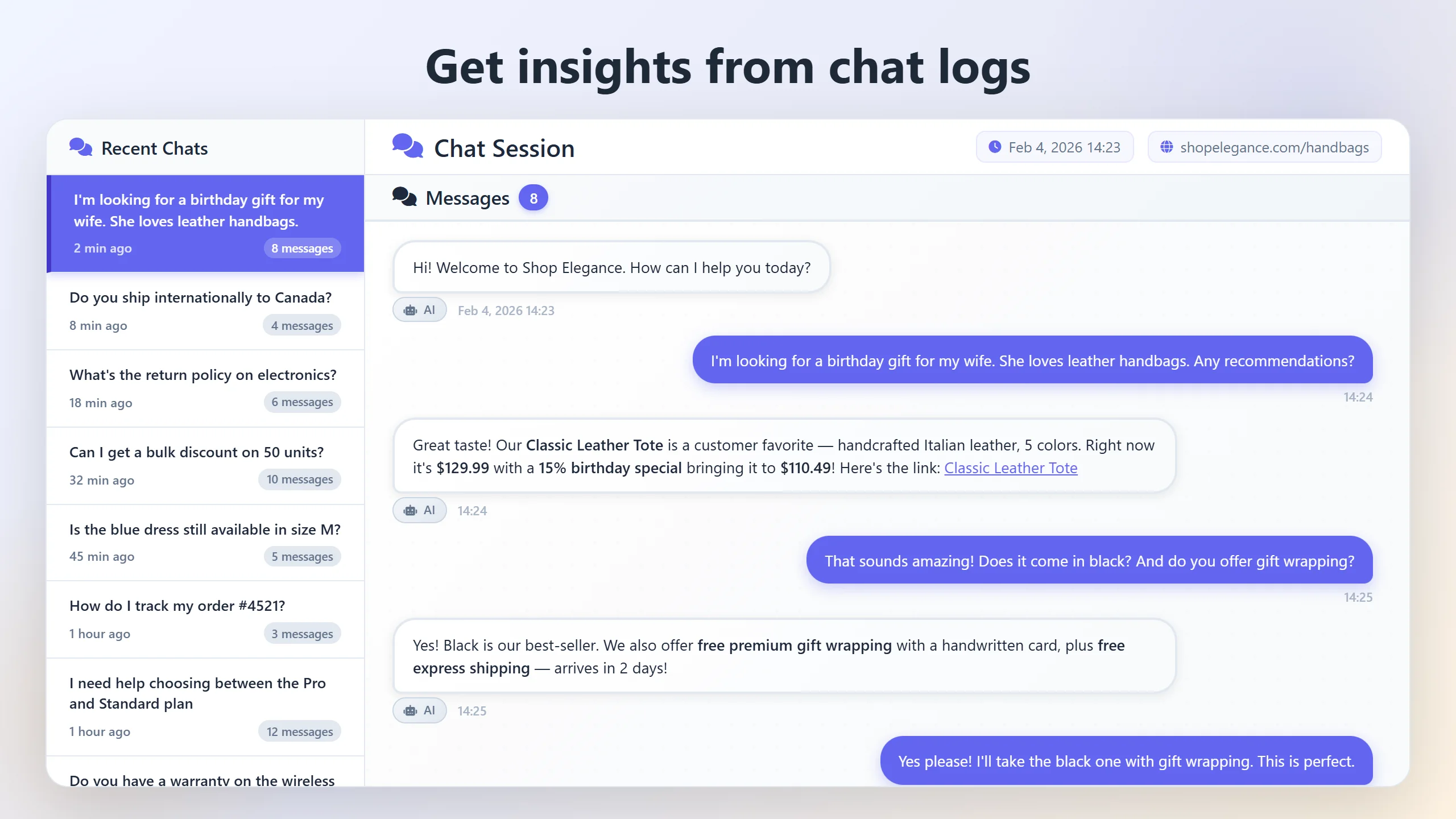 Get insights from chat logs